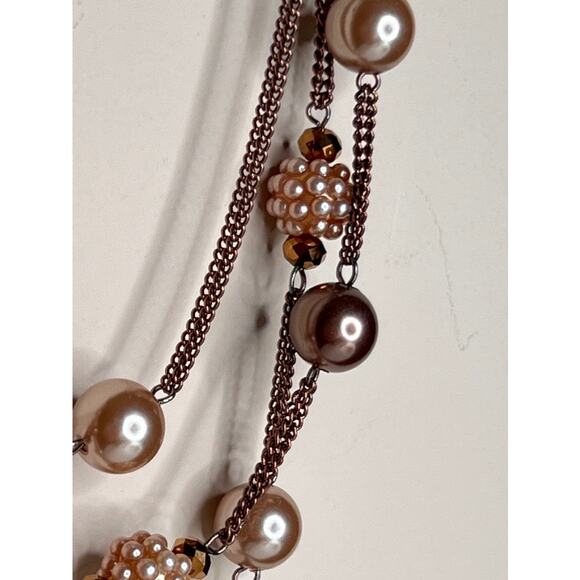 VINTAGE Stunning Layered Brown Pearl Necklace with Lobster Clasp - Picture 9 of 9